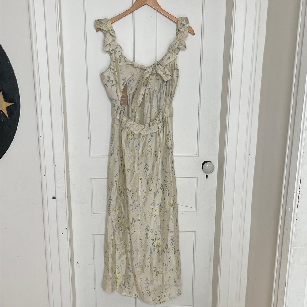 Floral Low Back Maxi Dress with Ruffles